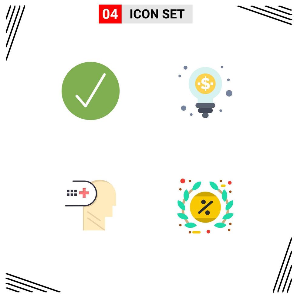 4 användare gränssnitt platt ikon packa av modern tecken och symboler av Framgång mental multimedia pengar sinne redigerbar vektor design element