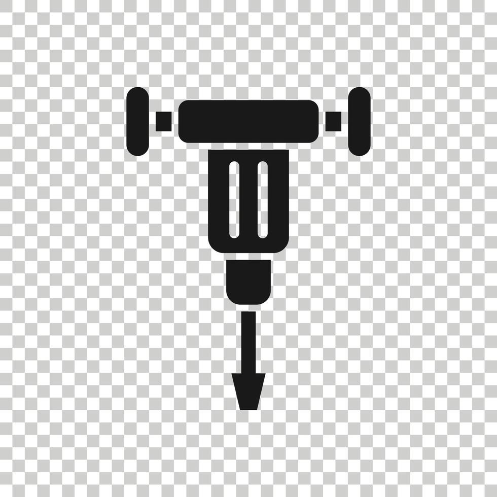 Presslufthammer-Symbol im flachen Stil. Vektorillustration auf weißem, isoliertem Hintergrund abreißen. Geschäftskonzept zerstören. vektor