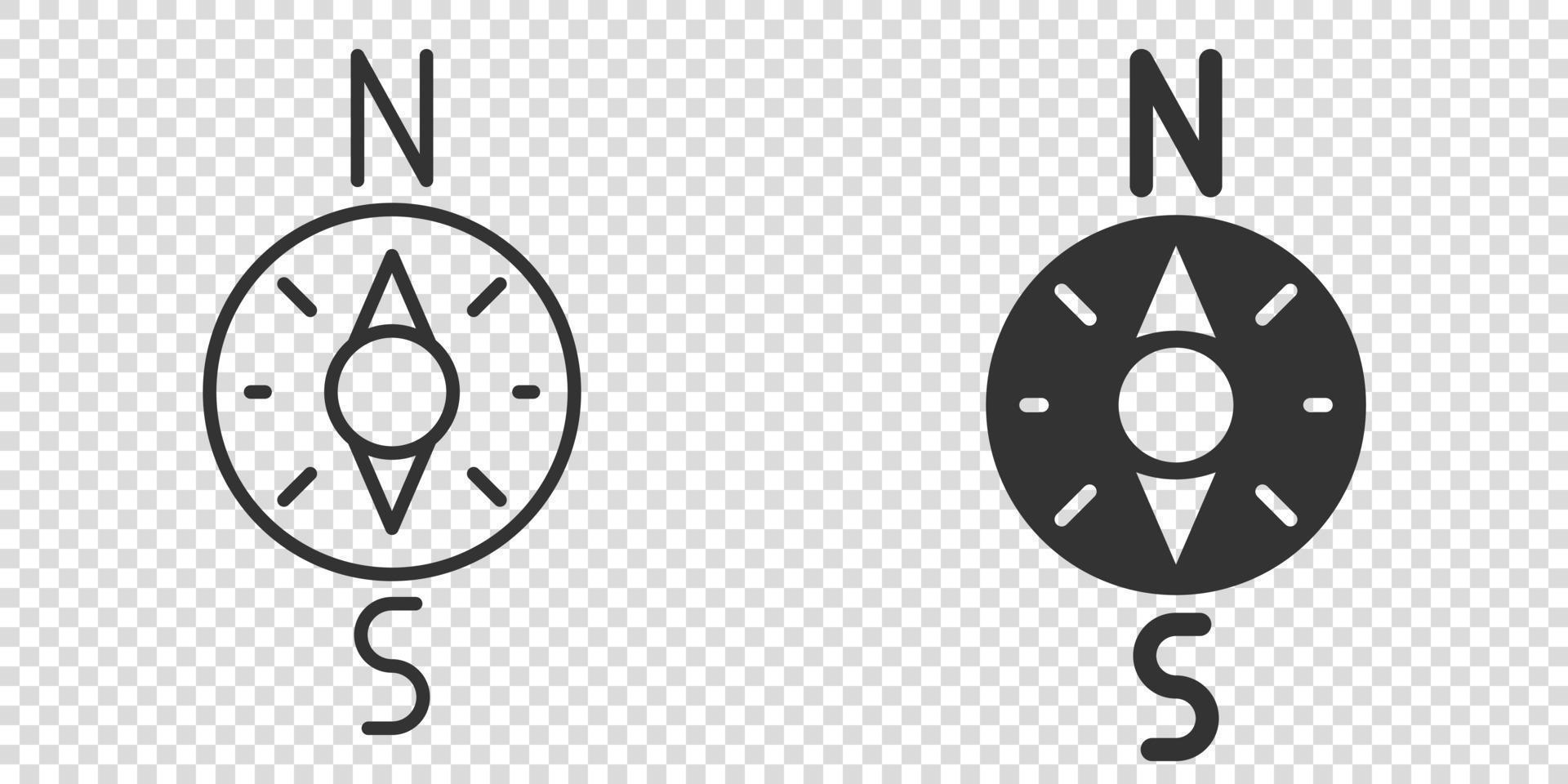 Kompass-Symbol im flachen Stil. Navigationsausrüstungs-Vektorillustration auf weißem lokalisiertem Hintergrund. reiserichtung geschäftskonzept. vektor