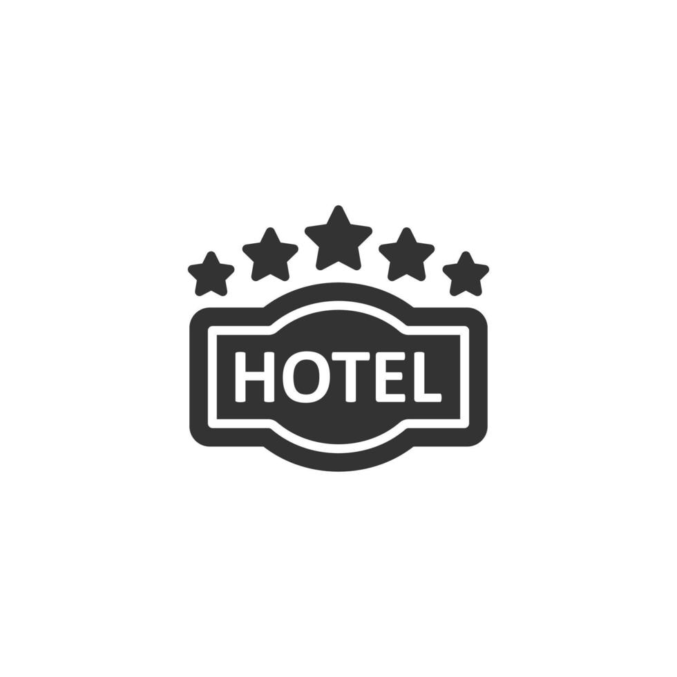 Hotel 5-Sterne-Schild-Symbol im flachen Stil. Inn-Vektor-Illustration auf weißem Hintergrund isoliert. Geschäftskonzept für Hostelzimmerinformationen. vektor