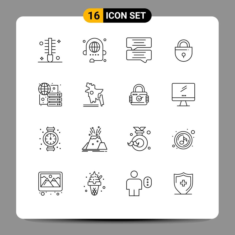 översikt packa av 16 universell symboler av ansluta låst diskussion låsa meddelande redigerbar vektor design element