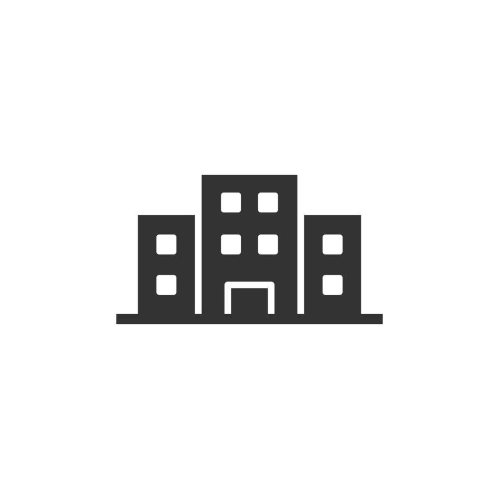 Bürogebäude-Schild-Symbol im flachen Stil. Wohnungsvektorillustration auf lokalisiertem Hintergrund. Architektur Geschäftskonzept. vektor