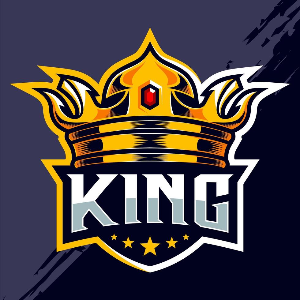 kung krona esport logotyp design vektor