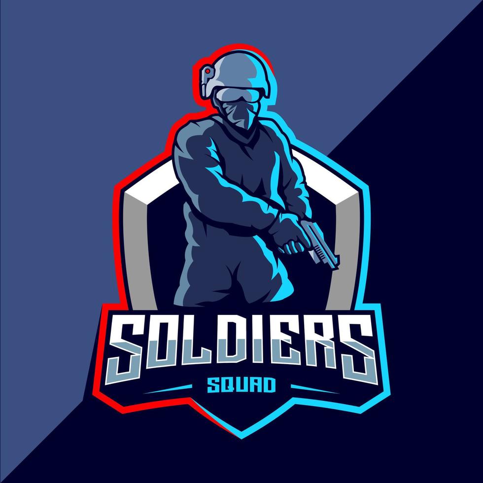 soldat maskot esport logotypdesign vektor