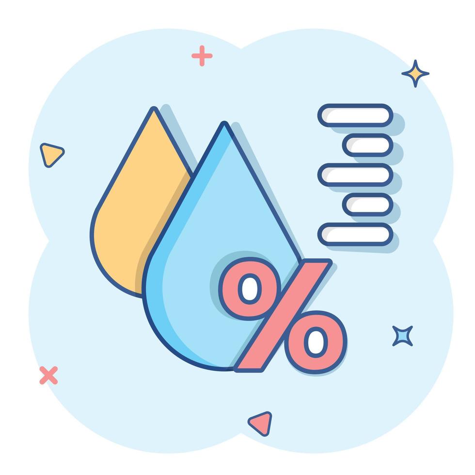 fuktighet ikon i komisk stil. klimat vektor tecknad serie illustration på vit isolerat bakgrund. temperatur prognos företag begrepp stänk effekt.