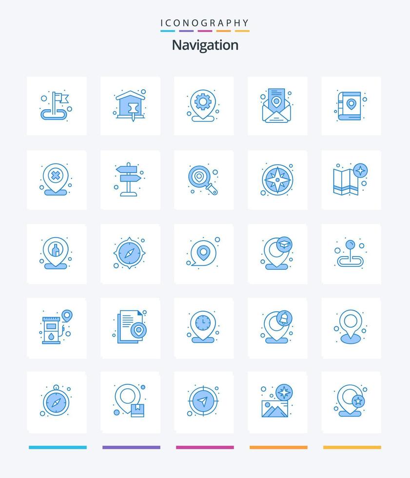 kreativ navigering 25 blå ikon packa sådan som plats. bok. Karta. stift. plats vektor