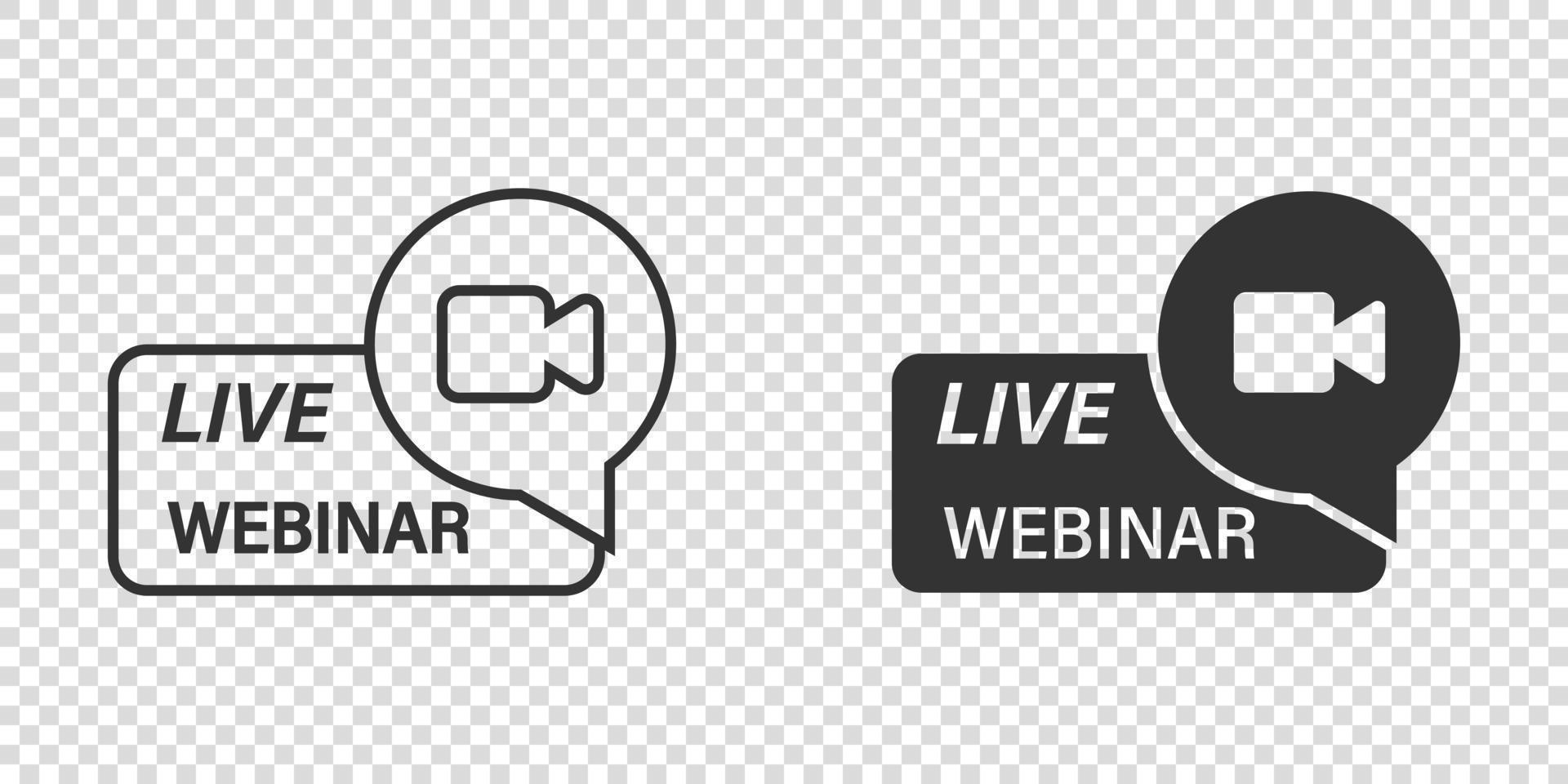 Live-Webinar-Symbol im flachen Stil. Online-Trainingsvektorillustration auf isoliertem Hintergrund. Konferenz-Stream-Zeichen-Geschäftskonzept. vektor