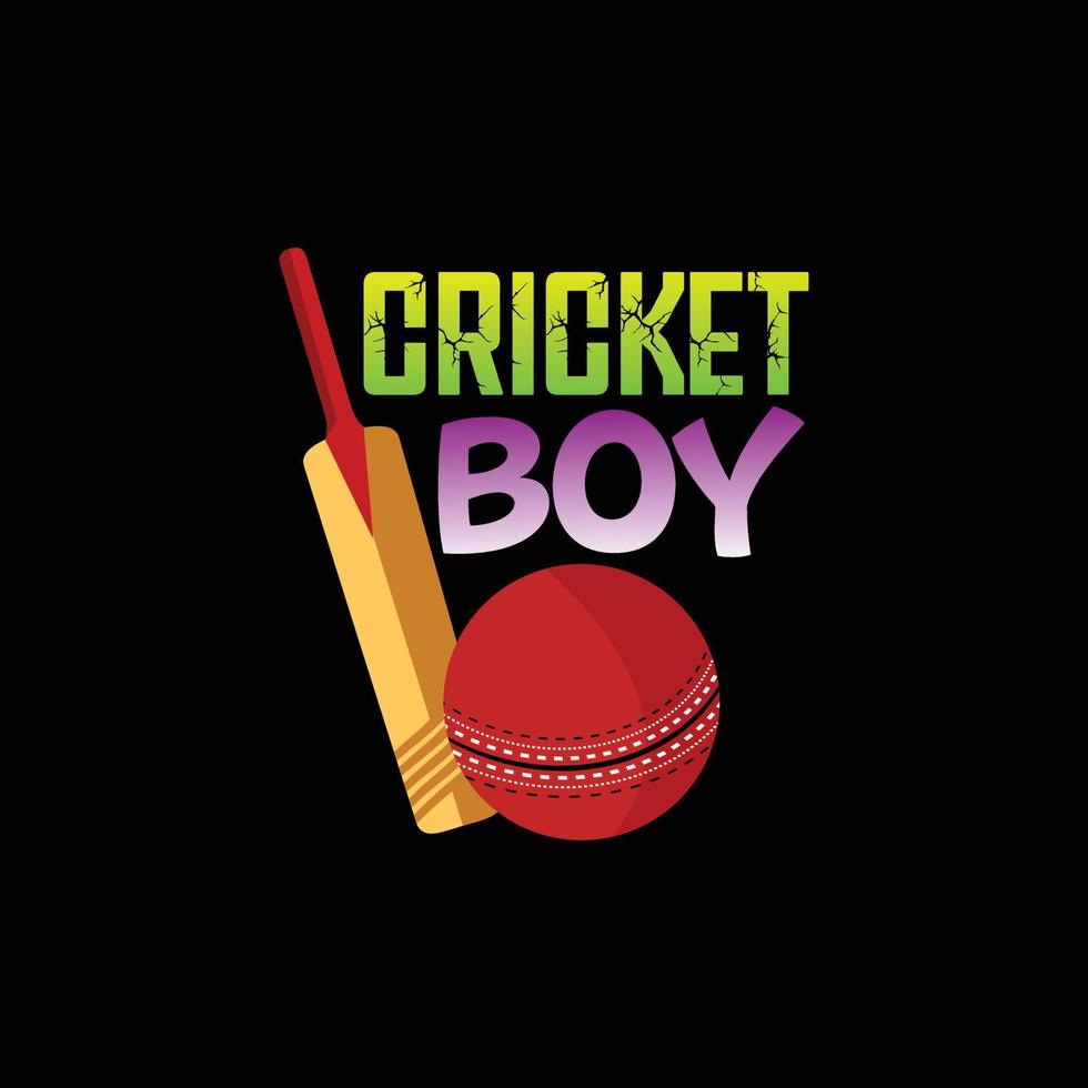 Cricket-Jungen-Vektor-T-Shirt-Design. Cricket-T-Shirt-Design. kann für bedruckte Tassen, Aufkleberdesigns, Grußkarten, Poster, Taschen und T-Shirts verwendet werden. vektor