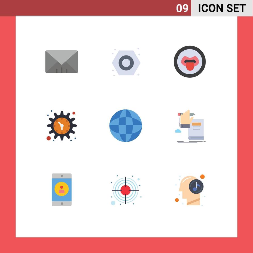 9 universelle flache Farben für Web- und mobile Anwendungen Internet Global Lab Watch Einstellung editierbare Vektordesign-Elemente vektor