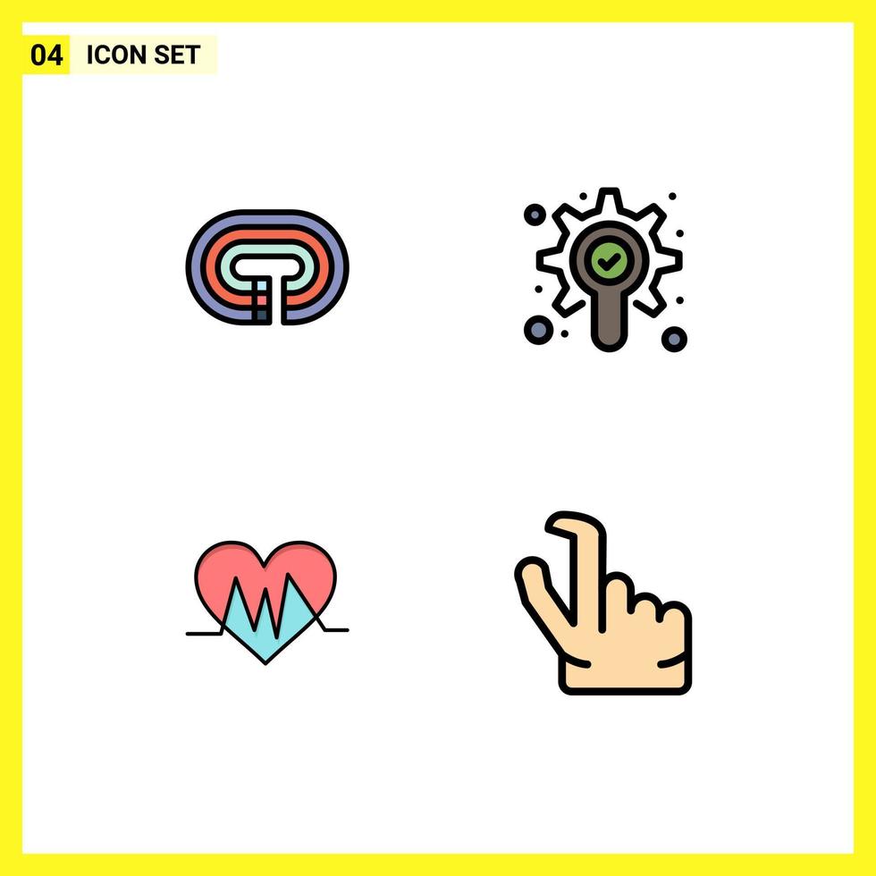 4 kreativ ikoner modern tecken och symboler av löpning hjärtslag Spår kolla upp ut redigerbar vektor design element