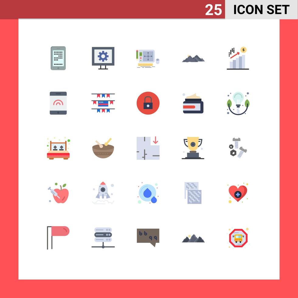 uppsättning av 25 modern ui ikoner symboler tecken för scen kulle design landskap webb design redigerbar vektor design element