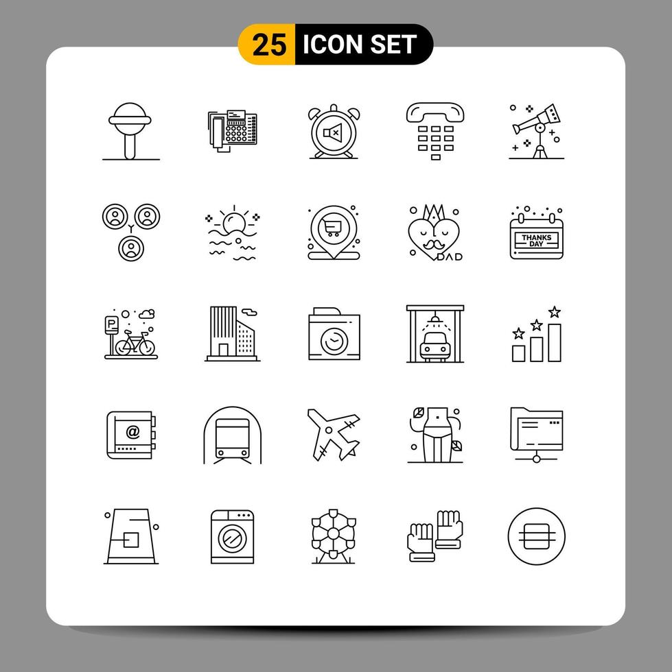 grupp av 25 rader tecken och symboler för enhet kommunikation Kontakt ring upp av redigerbar vektor design element