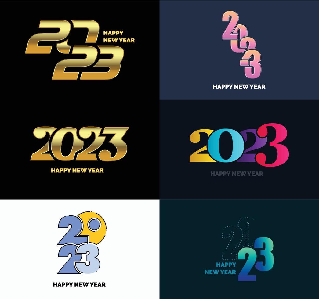 große reihe von 2023 frohes neues jahr logo text design 2023 zahlenentwurfsvorlage vektor