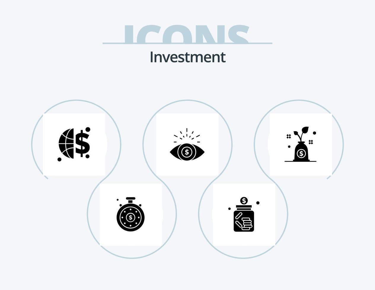Investment-Glyphen-Icon-Pack 5 Icon-Design. . Wachstum. Finanzen. Budget. Anlage vektor
