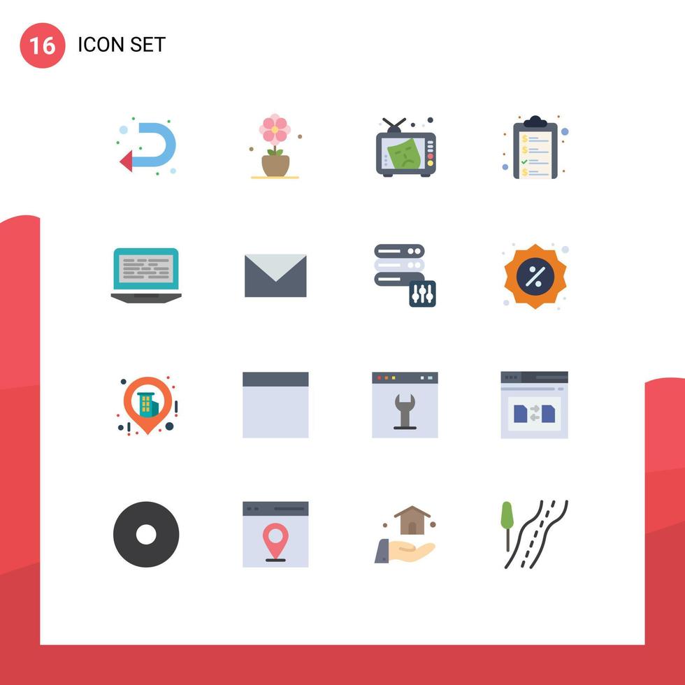 uppsättning av 16 kommersiell platt färger packa för bärbar dator lista TV Urklipp måla redigerbar packa av kreativ vektor design element