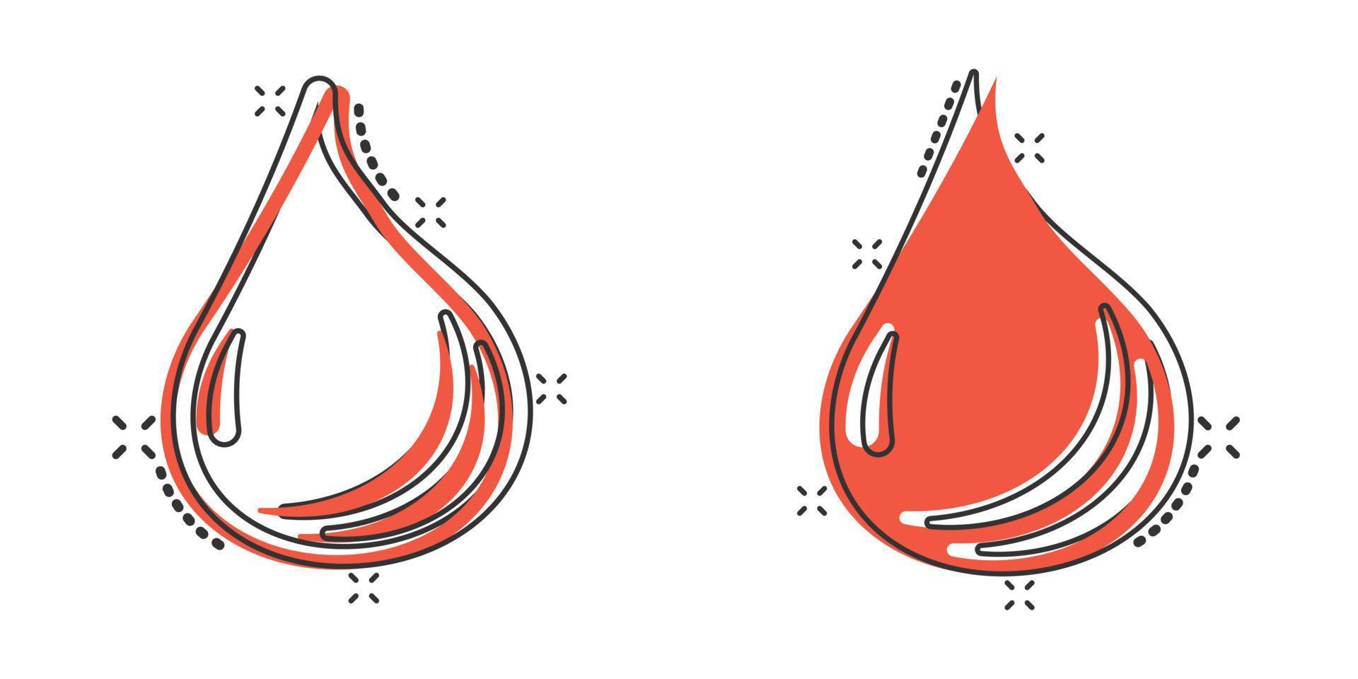 Wassertropfen-Symbol im Comic-Stil. flüssige Cartoon-Vektorillustration auf weißem, isoliertem Hintergrund. Tröpfchen-Splash-Effekt-Geschäftskonzept. vektor