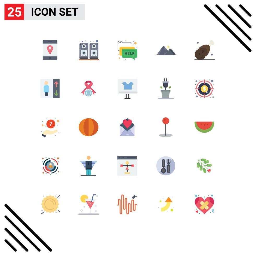 universell ikon symboler grupp av 25 modern platt färger av skinka mat hjälp scen natur redigerbar vektor design element