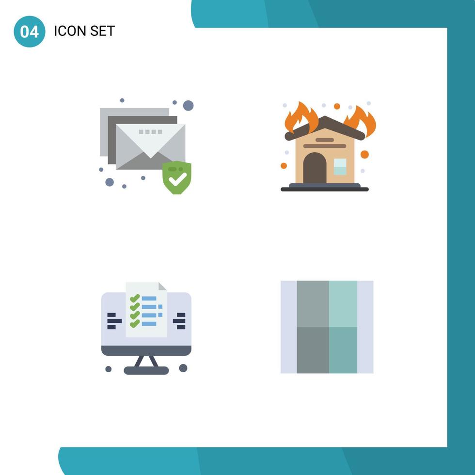 satz von 4 modernen ui-symbolen symbole zeichen für e-mail web feuer feuerwache erstellen bearbeitbare vektordesignelemente vektor