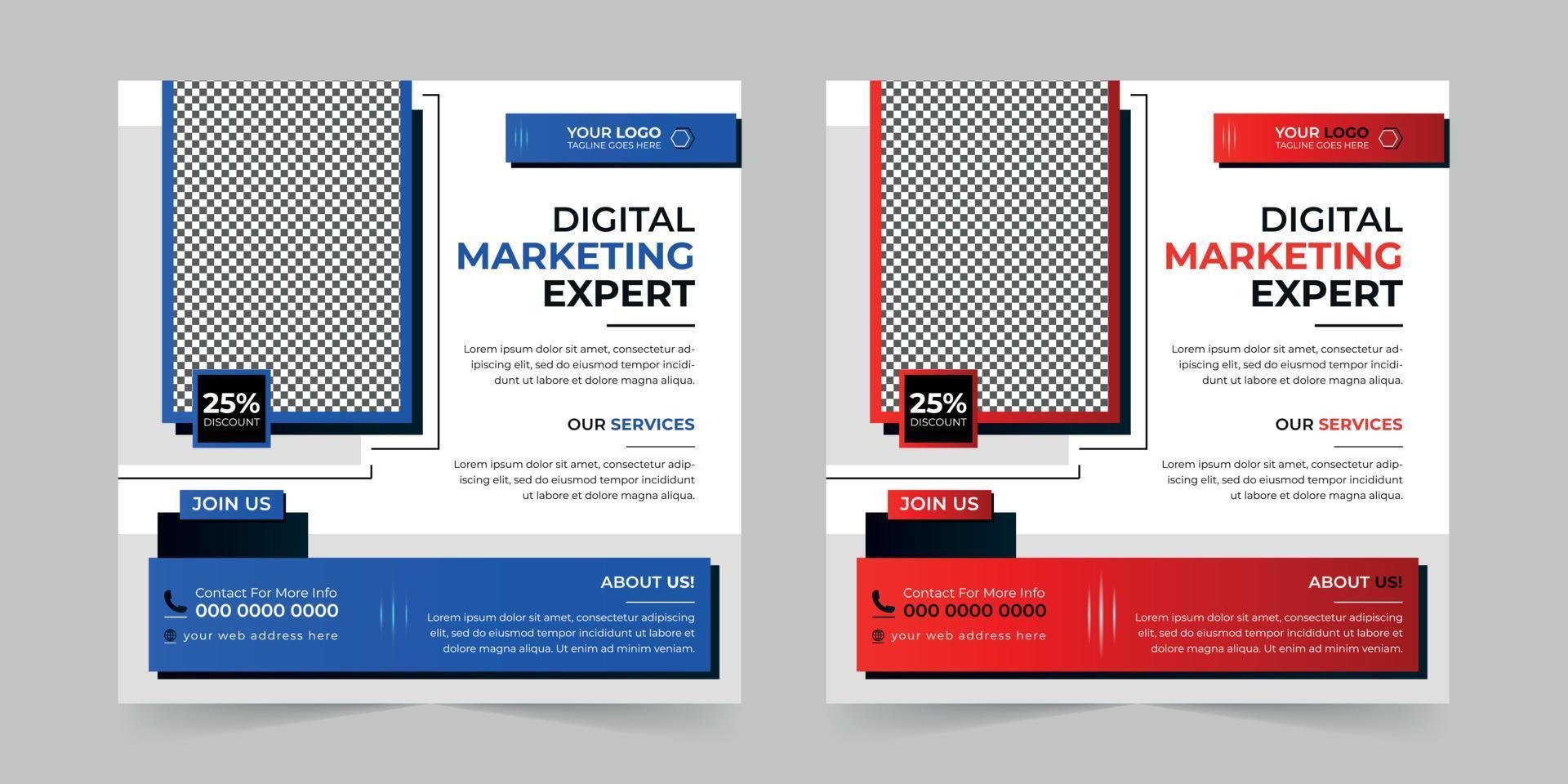 Creative Business Social Media Post, Digital Marketing Agentur Corporate Banner Promotion Ads Sales und Rabatt Banner Vector Template Design.