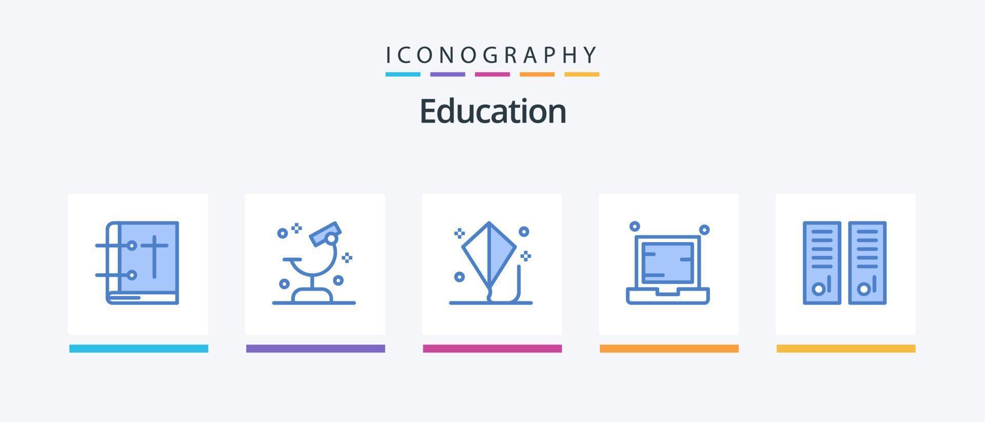 utbildning blå 5 ikon packa Inklusive elektronisk. dator. forskning. sommar. drake. kreativ ikoner design vektor