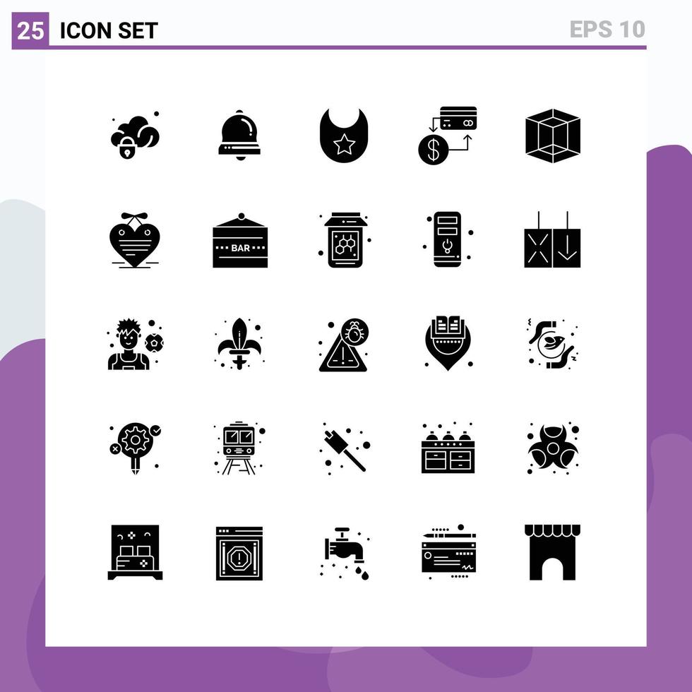 uppsättning av 25 modern ui ikoner symboler tecken för grafisk marknadsföring bebis kreditera kort redigerbar vektor design element