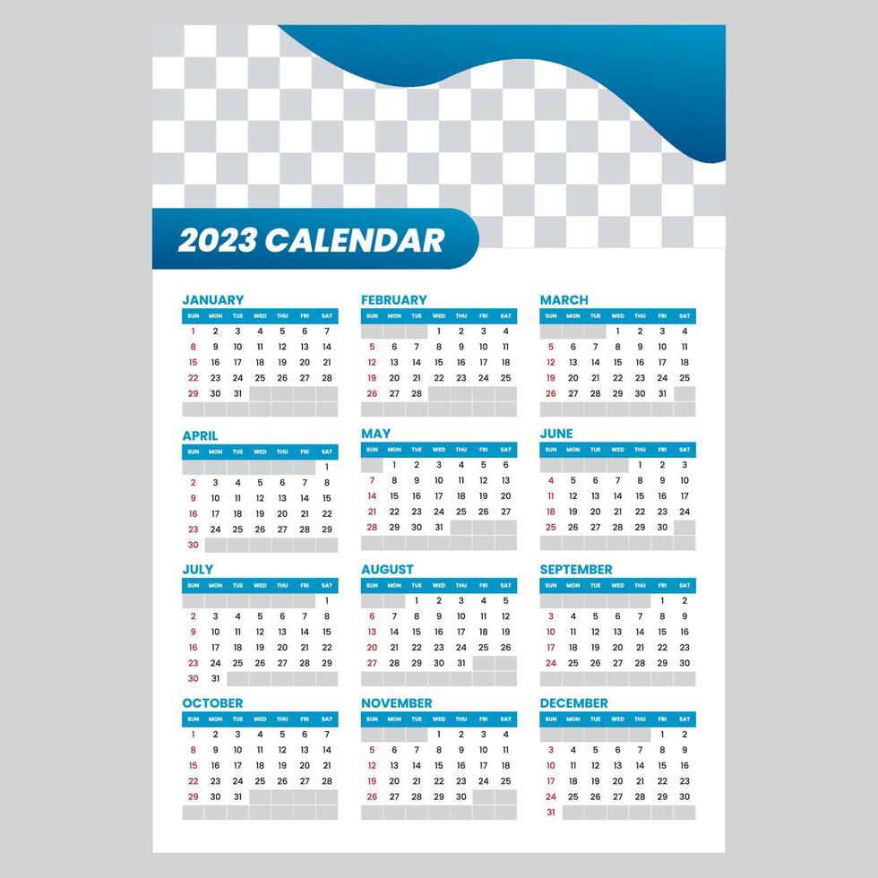 2023 kalender porträtt mall design med modern stil vektor