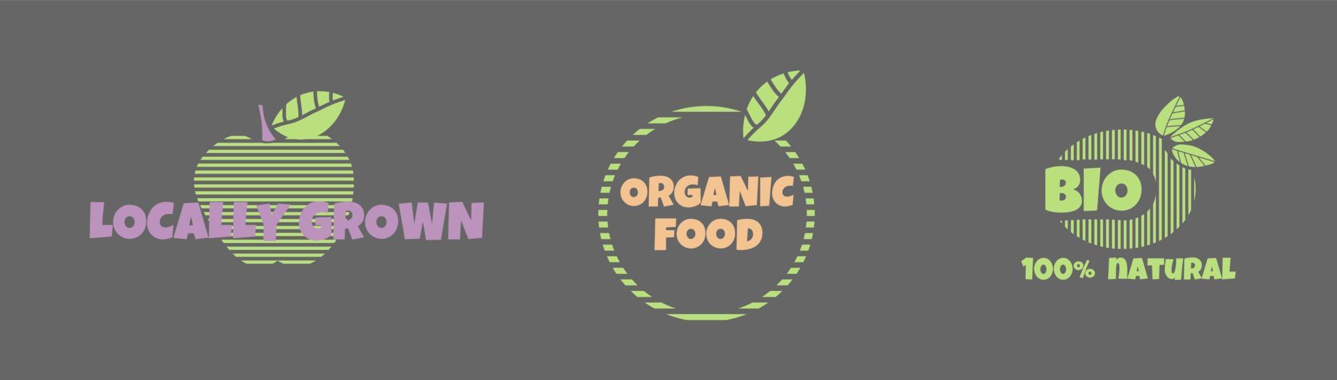 Öko, Bio, Bio-Aufkleber, Etikett, Ökologie-Symbol. Logo-Vorlage mit grünen Blättern für organische und umweltfreundliche Produkte. Vektor-Illustration. vektor