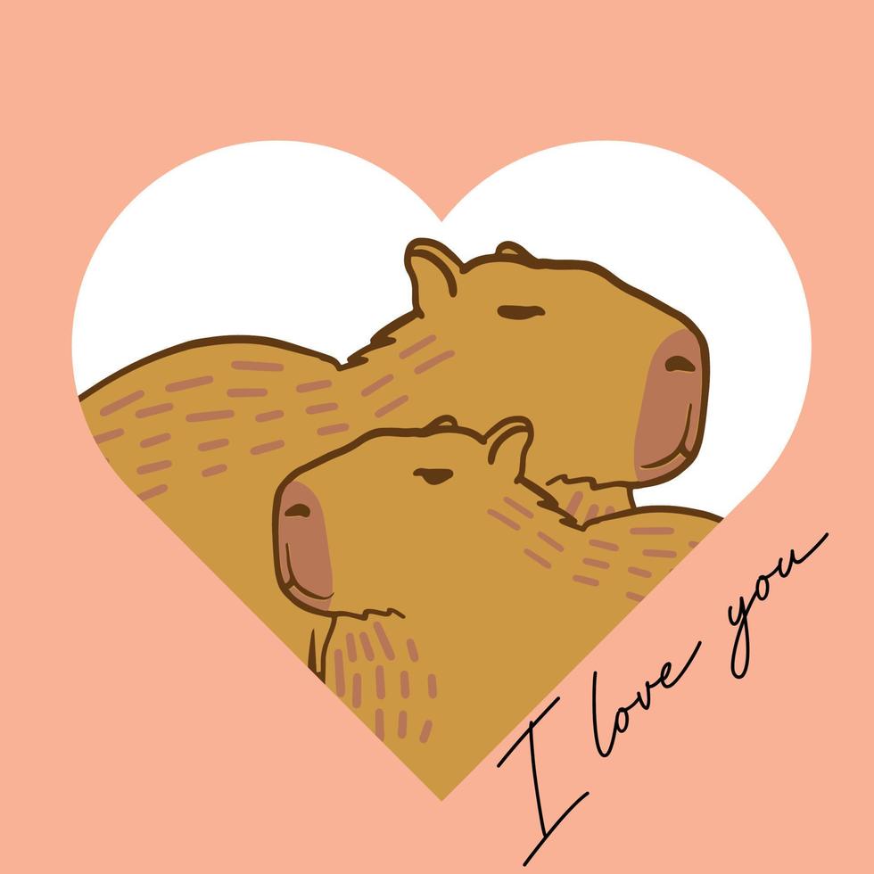 capibaras i kärlek. design för valentine dag kort vektor