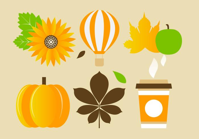 Free Flat Design Vector Herbst Elemente und Icons