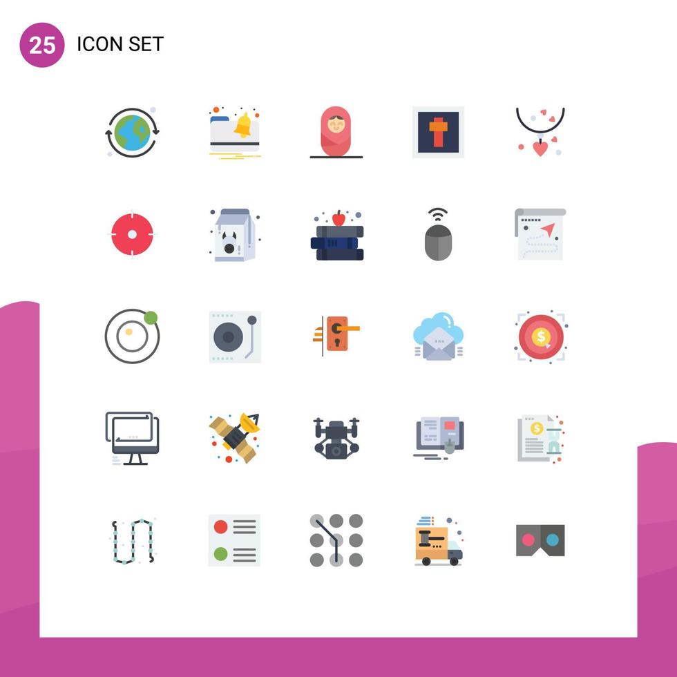 25 universelle flache Farben für Web- und mobile Anwendungen Bogenschütze Mutter Mädchen Geschenkschild editierbare Vektordesign-Elemente vektor