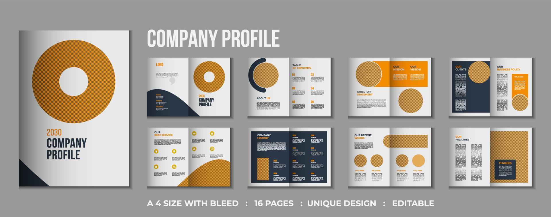 16 sidor företag profil bifold broschyr attrapp design vektor
