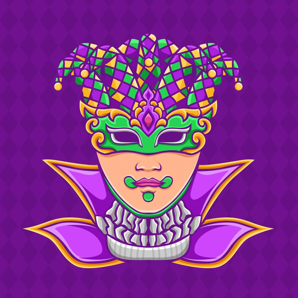 Maskenillustrations-Vektordesign, Maskenzeichnung vom Mardi Gras Festivaltag vektor