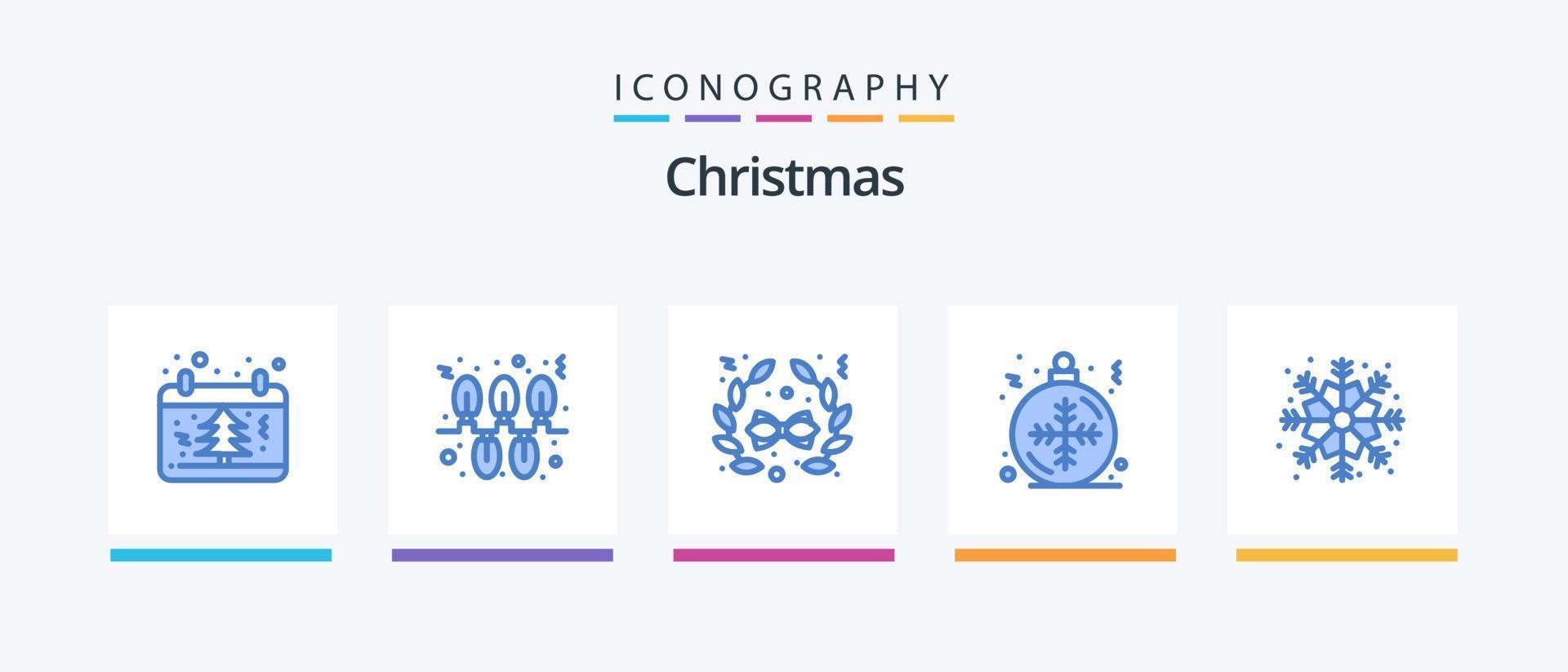 jul blå 5 ikon packa Inklusive snöflinga. vinter. högtider. snöflinga. boll. kreativ ikoner design vektor