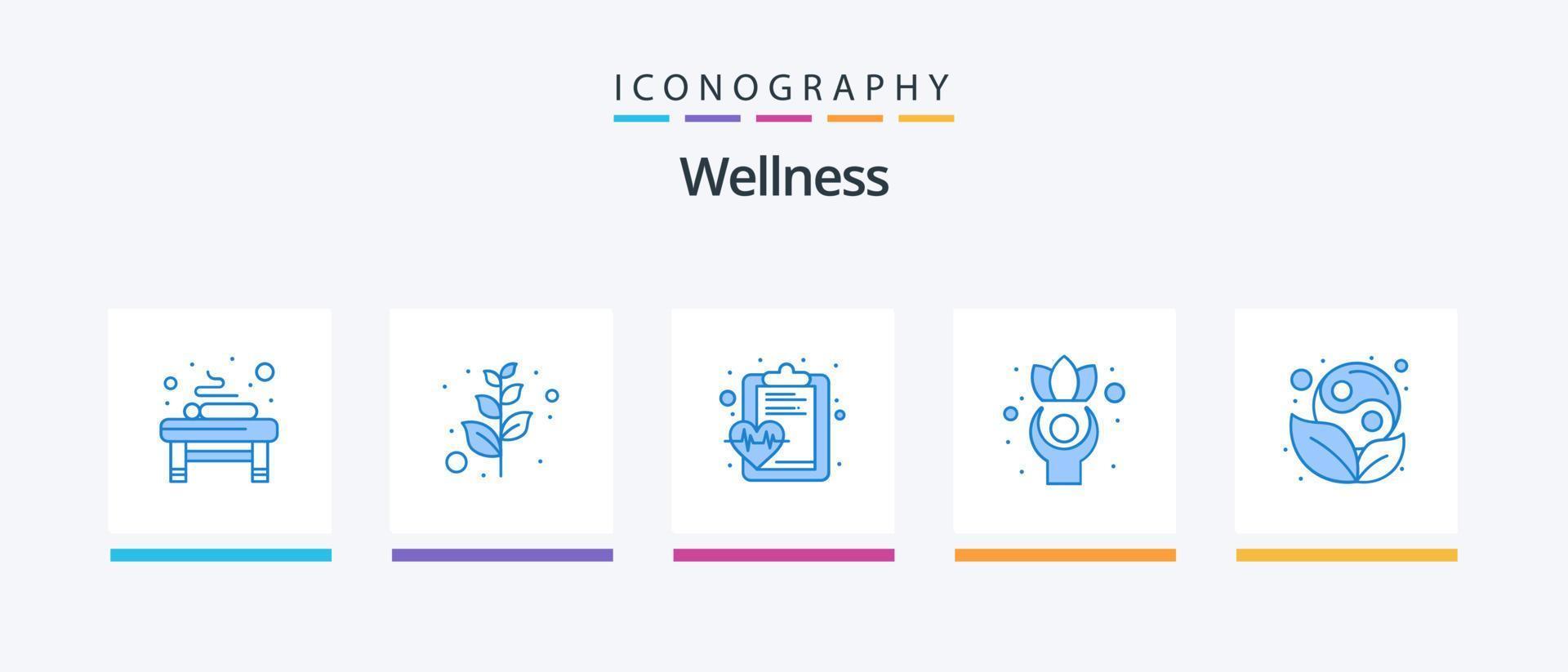 wellness blå 5 ikon packa Inklusive yin. symbol. hälsa. friskvård. friska. kreativ ikoner design vektor