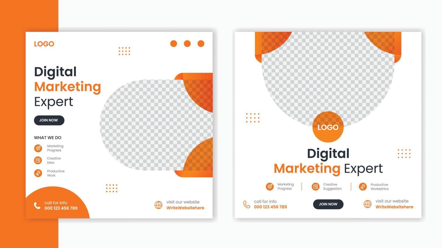 Corporate Orange Social Media Post Design-Vorlage, Business Marketing Post Design-Layout, Firmenprofil-Post-Bundle vektor