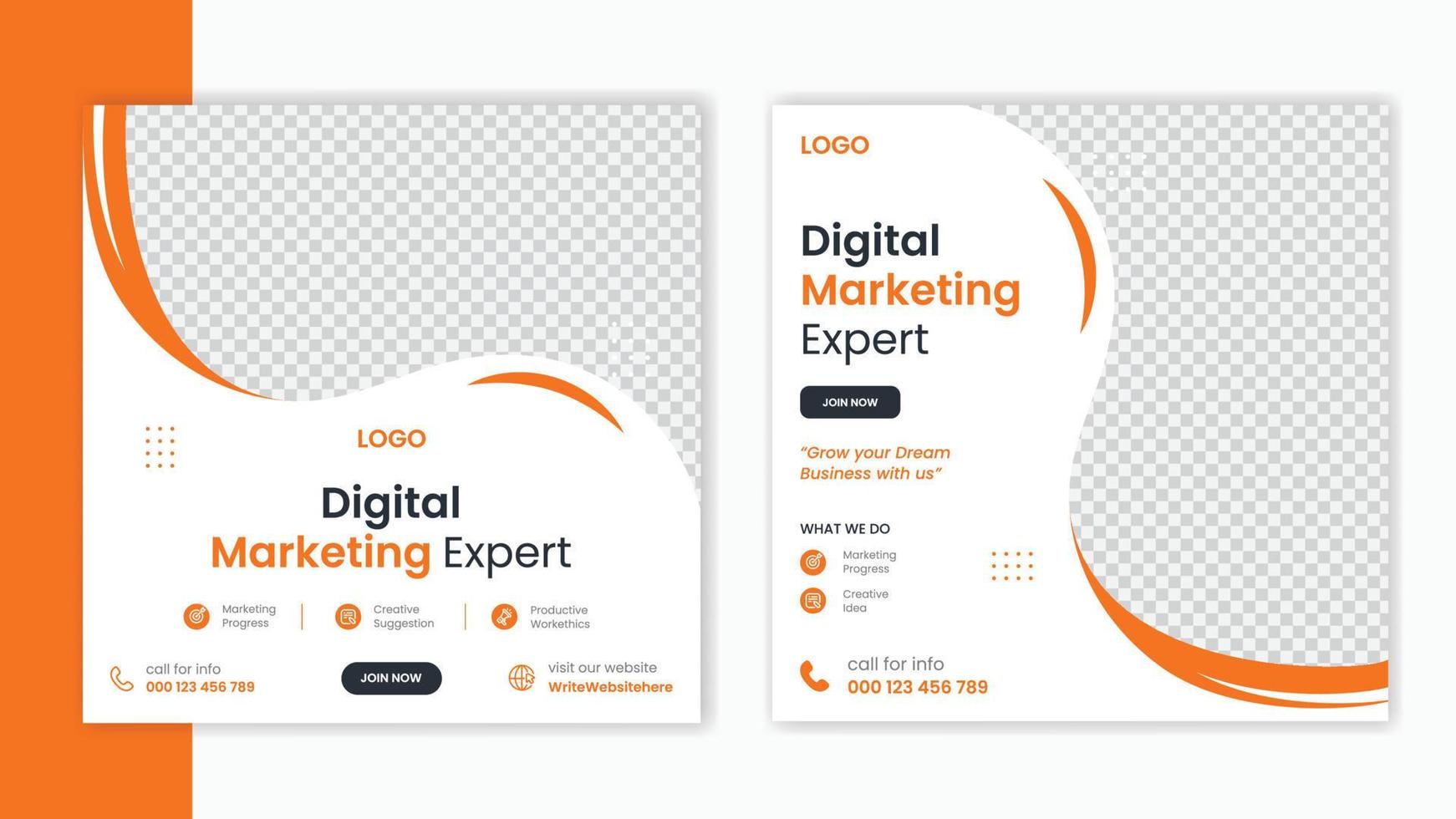 Corporate Orange Social Media Post Design-Vorlage, Business Marketing Post Design-Layout, Firmenprofil-Post-Bundle vektor