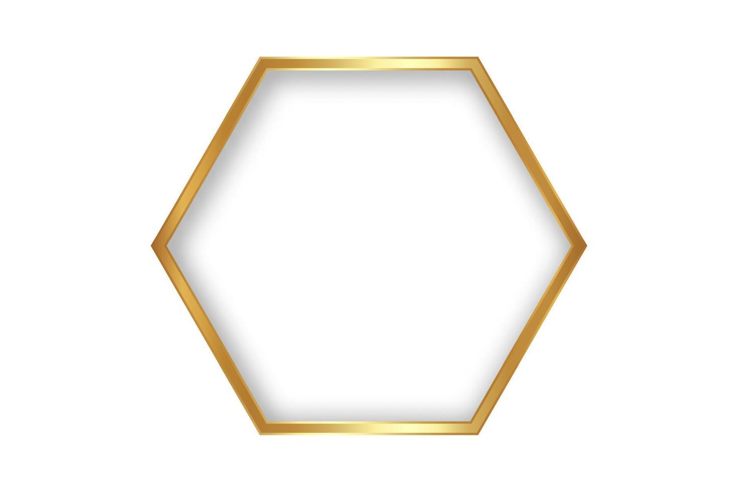 dünner Sechskant-Luxusrahmen im goldenen Stil auf dem weißen Hintergrund. perfektes design für überschrift, logo und verkaufsbanner. Vektor-Illustration Geometrische Goldgrenze isoliert vektor