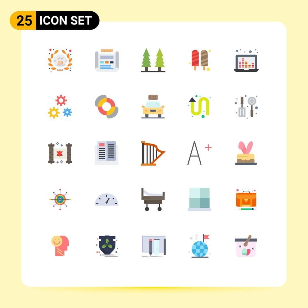 uppsättning av 25 modern ui ikoner symboler tecken för bärbar dator is layout mat träd redigerbar vektor design element