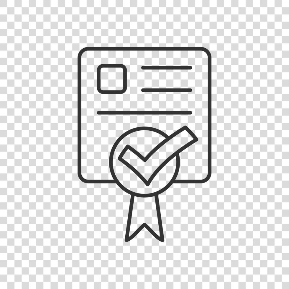 Zertifikatssymbol im flachen Stil genehmigen. Dokument-Häkchen-Vektor-Illustration auf weißem, isoliertem Hintergrund. Geschäftskonzept für die Genehmigungsauswahl. vektor