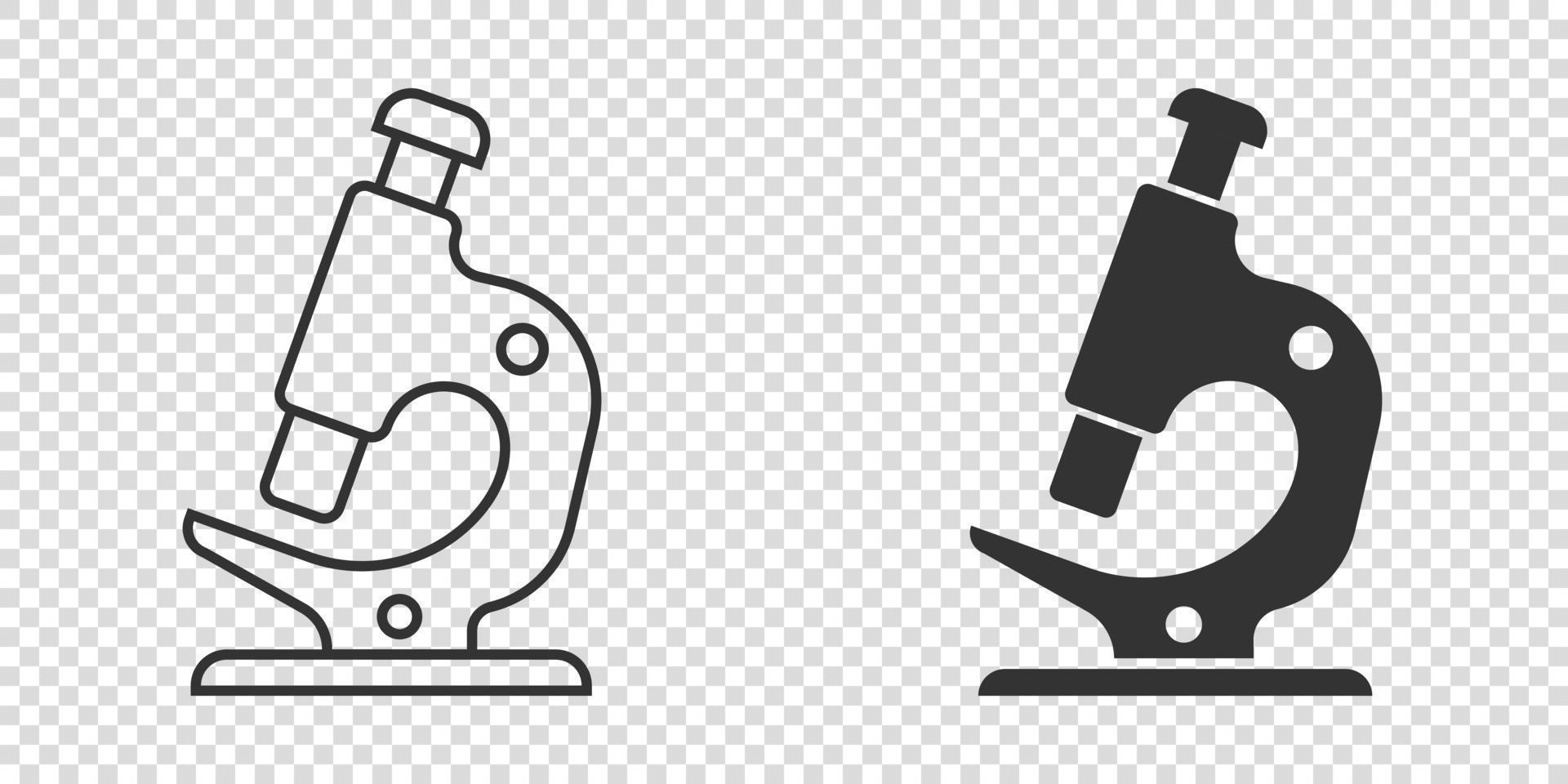 mikroskop ikon i platt stil. laboratorium förstoringsglas vektor illustration på isolerat bakgrund. biologi instrument tecken företag begrepp.