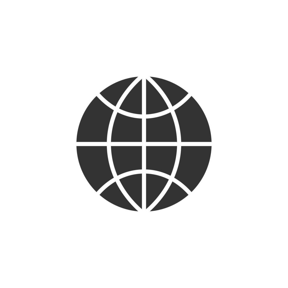 jord planet ikon i platt stil. klot geografisk vektor illustration på vit isolerat bakgrund. global kommunikation företag begrepp.