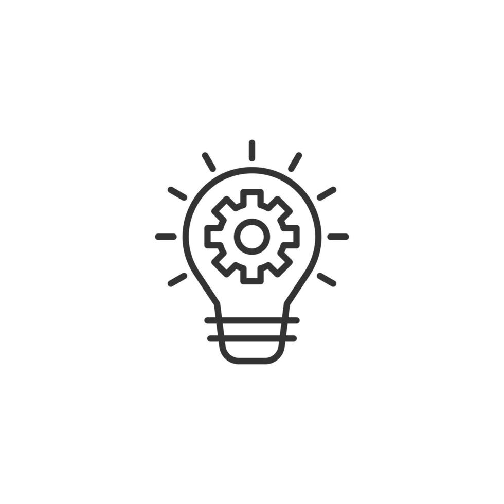 innovation ikon i platt stil. glödlampa med kugghjul vektor illustration på vit isolerat bakgrund. aning företag begrepp.
