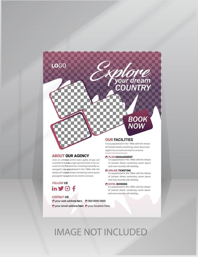 Business-Flyer-Design und Broschüren-Deckblattvorlage für Reisebüros vektor