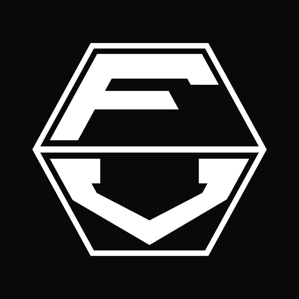 fv-Logo-Monogramm mit sechseckiger Form nach oben und unten Designvorlage vektor