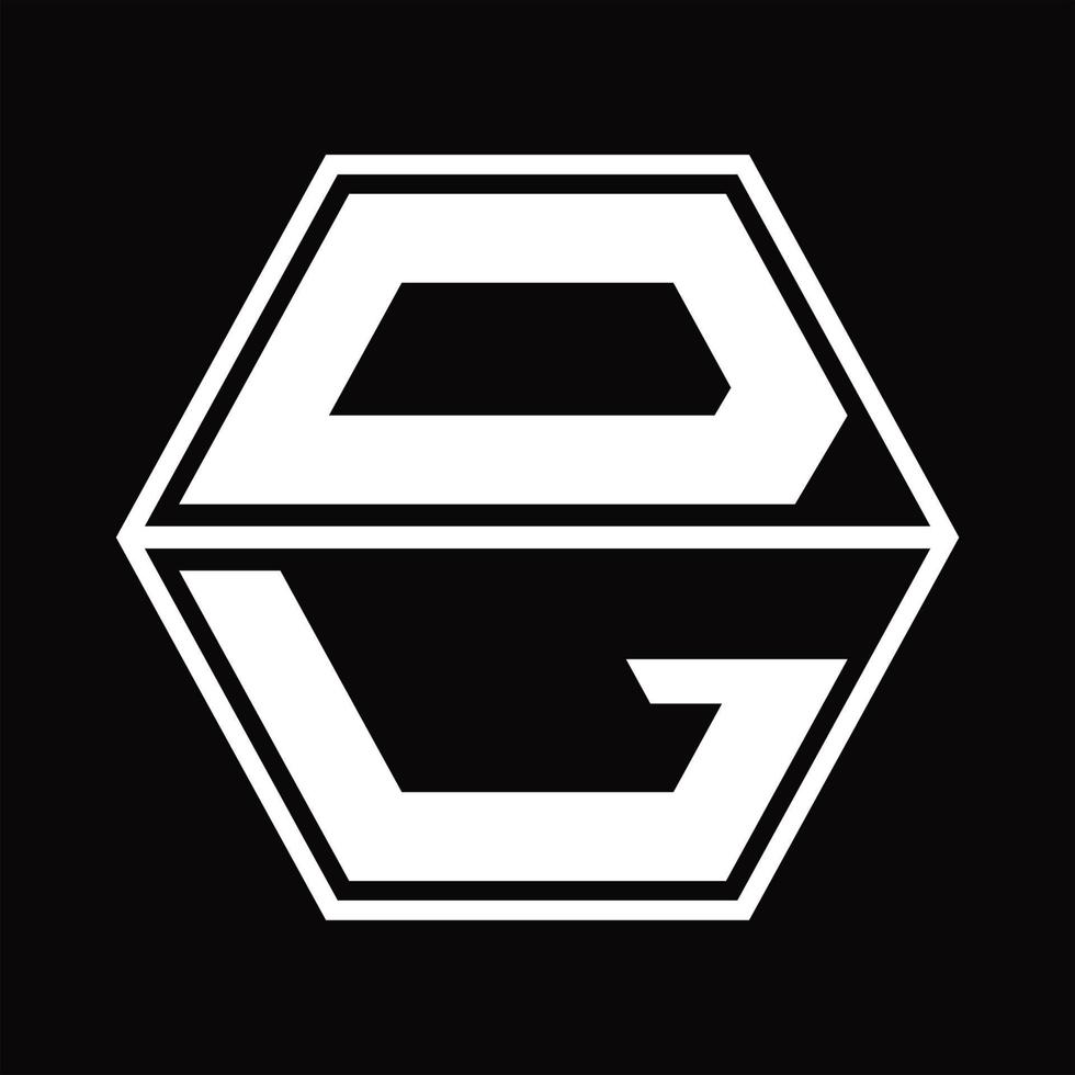dl-Logo-Monogramm mit sechseckiger Form nach oben und unten Designvorlage vektor