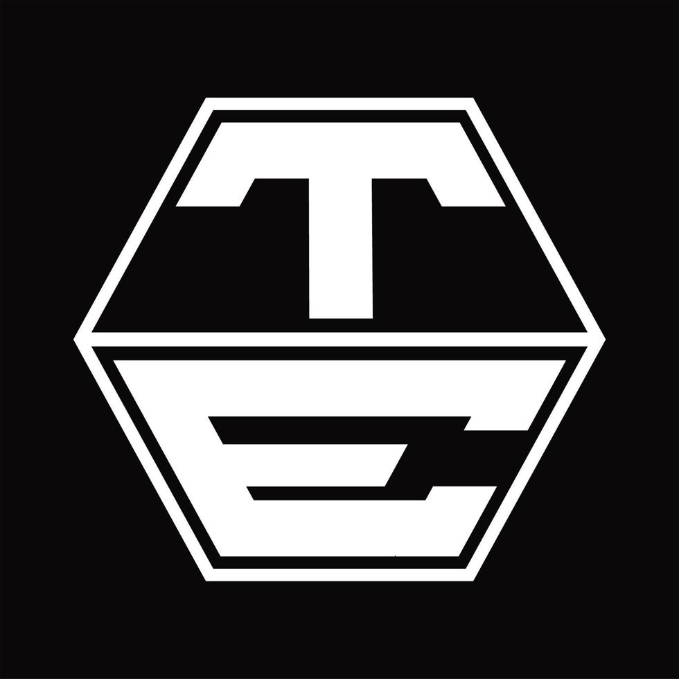 te logotyp monogram med sexhörning form upp och ner design mall vektor