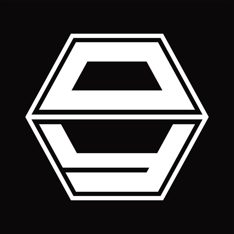 oy-Logo-Monogramm mit sechseckiger Form nach oben und unten Designvorlage vektor