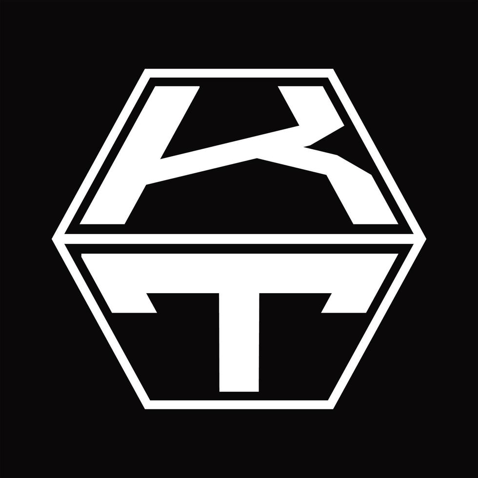 kt logotyp monogram med sexhörning form upp och ner design mall vektor