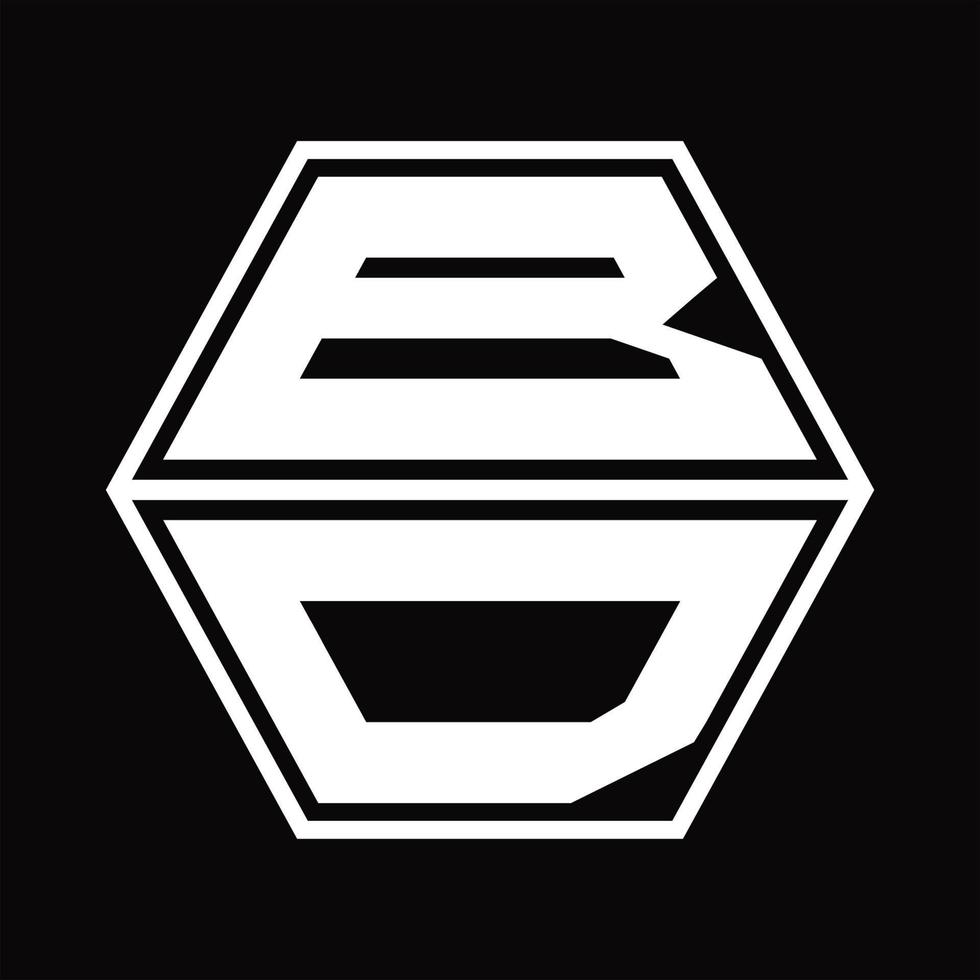 bd logotyp monogram med sexhörning form upp och ner design mall vektor