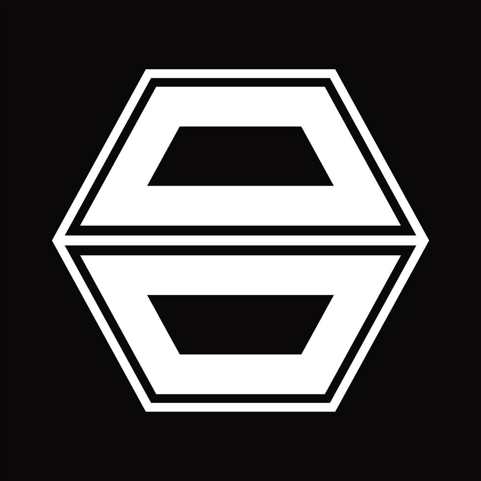 oo-Logo-Monogramm mit sechseckiger Form nach oben und unten Designvorlage vektor